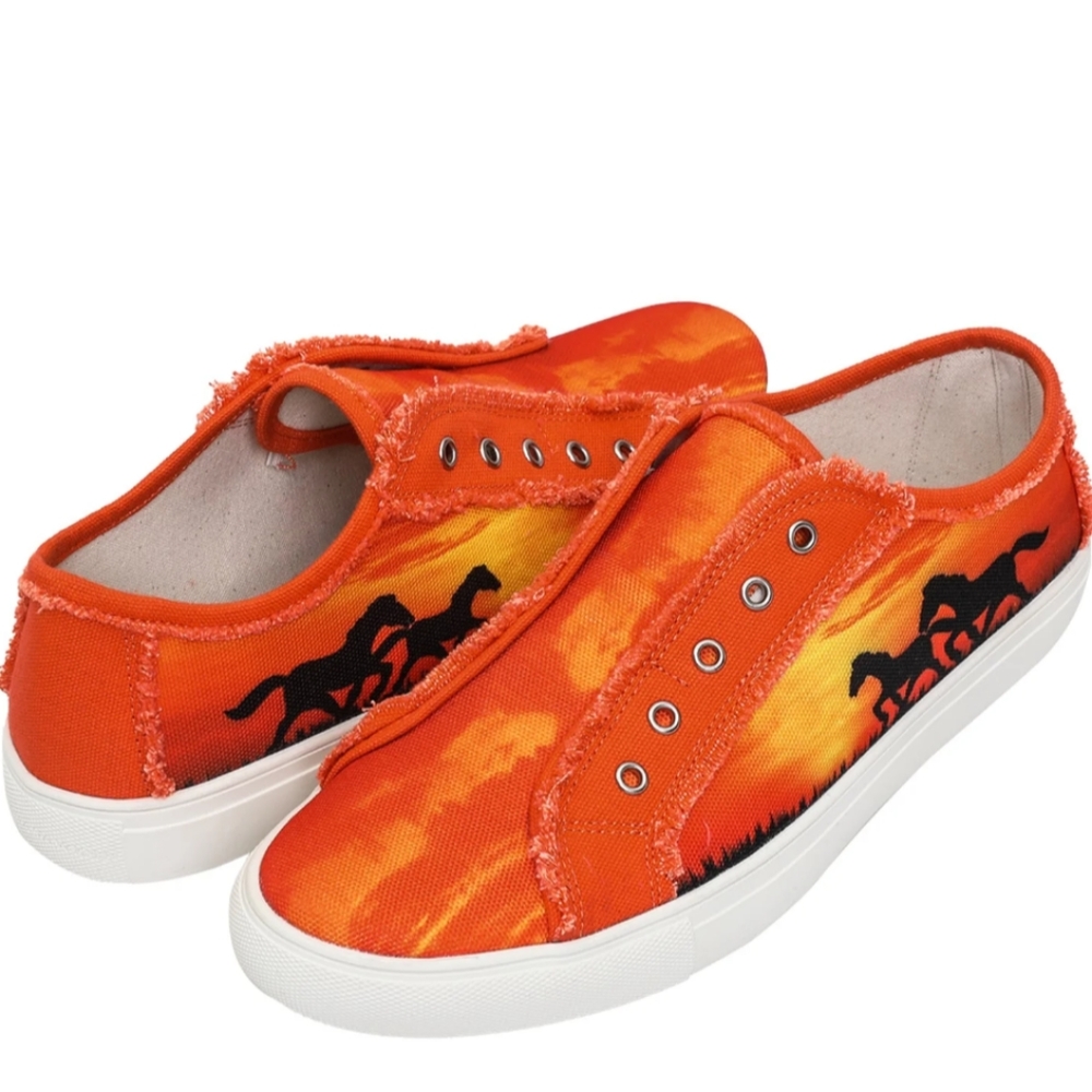 RARE Montana West Western Slip On Tennis Shoes Horses & Cowgirl Size 8